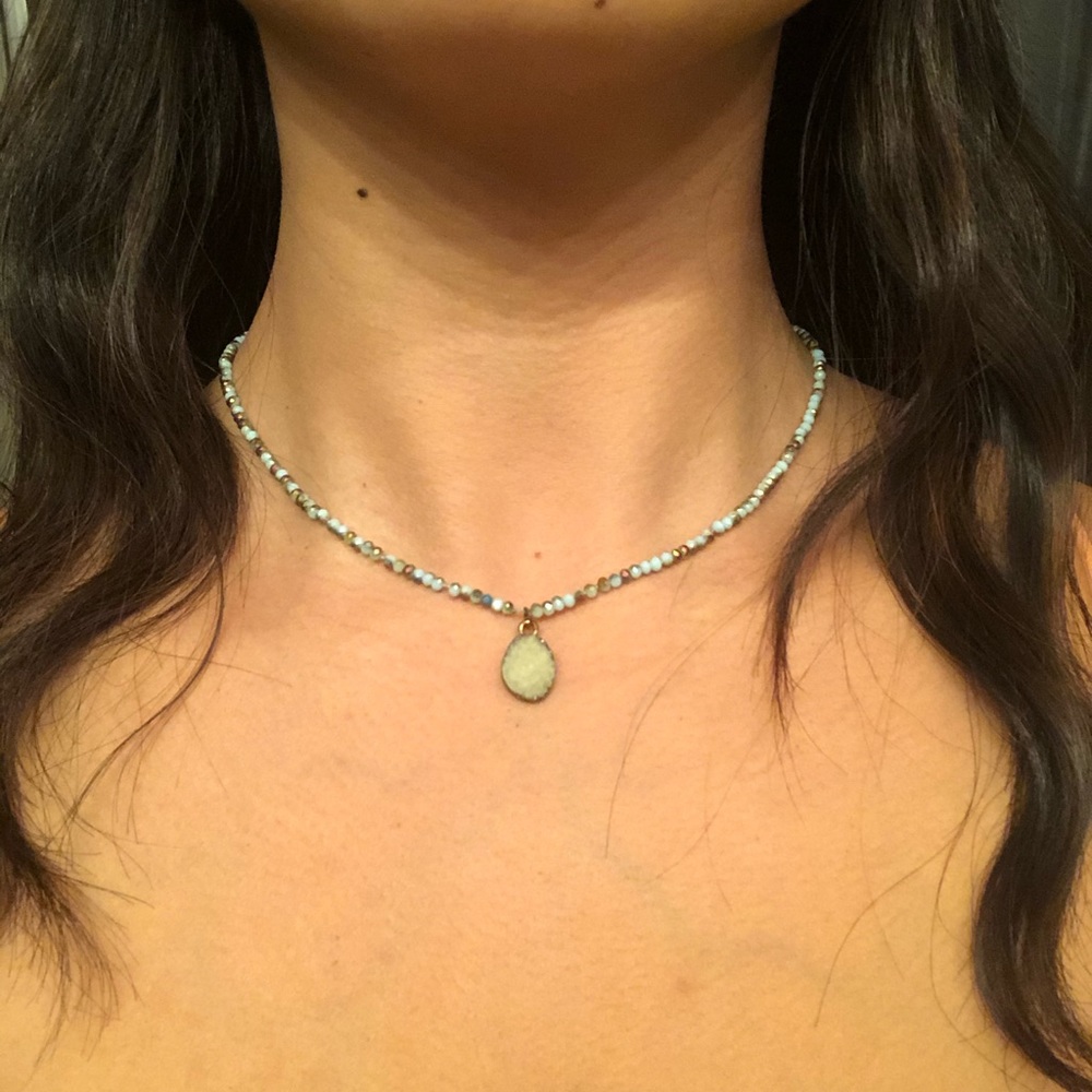 Light Blue Beaded Choker